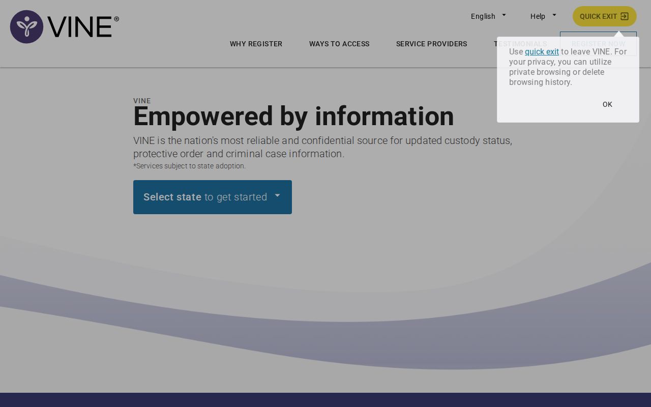Young County VINELink inmate check on the Texas offender search screen